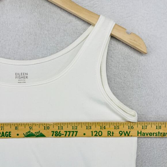 EILEEN FISHER Tank Top PS Petite Stretch Organic Cotton Scoop Neck Off White USA - Picture 10 of 12